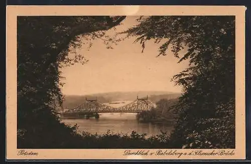 AK Potsdam, Durchblick v. Babelsberg a. d. Glienicker Brücke