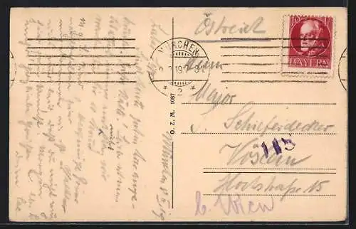 AK München, Wittelsbacher Brücke mit Strassenbahn