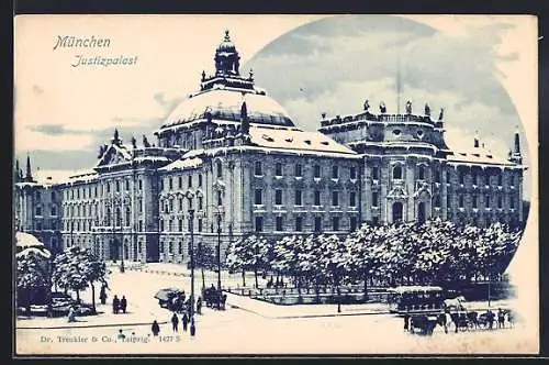 AK München, Strassenpartie am Justizpalast