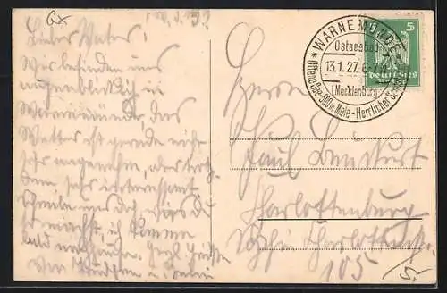 AK Warnemünde, Westmole mit Besuchern