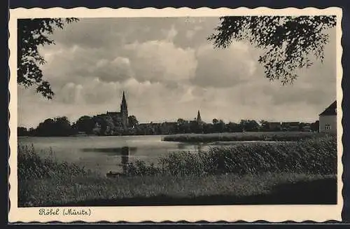 AK Röbel /Müritz, Ortspartie mit Kirche