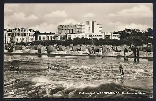 AK Warnemünde, Kurhaus und Strand