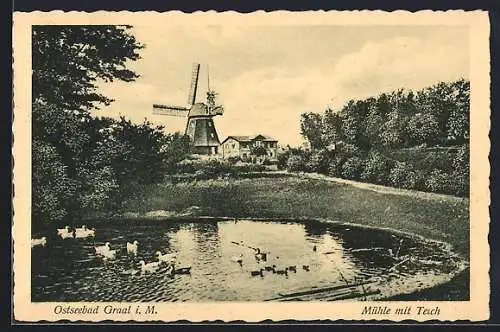AK Graal i. M., Mühle mit Teich