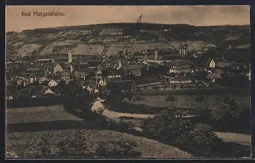 AK Bad Mergentheim, Totalansicht mit Ackerlandschaft