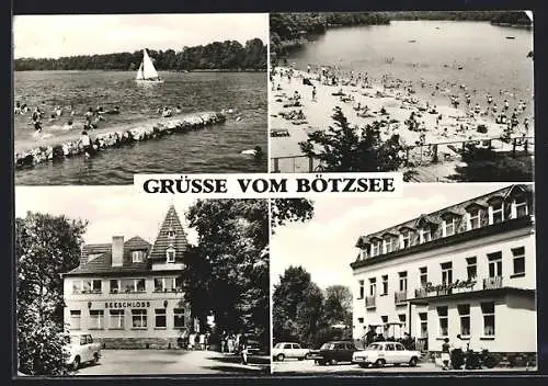 AK Eggersdorf b. Strausberg, Partien vom Bötzsee, Das Seeschloss, Das Seehotel