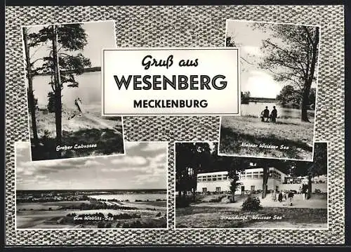AK Wesenberg /Mecklenburg, Cafe Weisser See, Grosser Labusee, Am Wöblitz-See