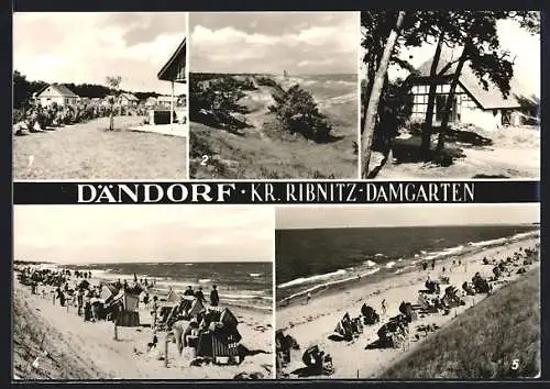 AK Dändorf /Ribnitz-Damgarten, Strandpartien, Bungalows und die Dünen