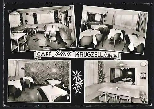 AK Krugzell /Allgäu, Innenansicht vom Cafe Post, Bes. Erika Linder