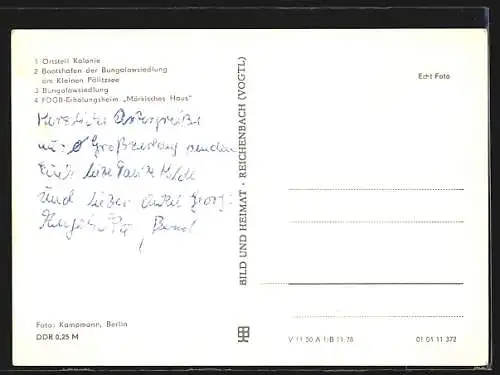 AK Grosszerlang, Ortsteil Kolonie, Bootshafen der Bungalowsiedlung am Kleinen Pälitzsee, Bungalowsiedlung