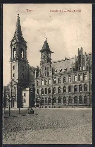 AK Thorn, Postamt mit Altstädt. Kirche