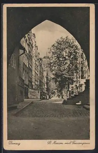 AK Danzig / Gdansk, Kirche St. Marien mit Frauengasse