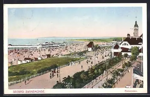 AK Swinemünde, Panoramablick zum Strand