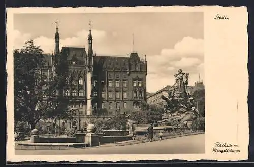 AK Stettin, Rathaus mit Mangelbrunnen