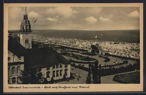 AK Swinemünde, Ostseebad, Blick auf Kurhaus und Strand