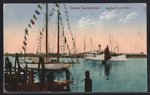 AK Swinemünde, Segelyacht im Hafen