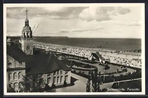 AK Swinemünde, Fernsicht zum Strand