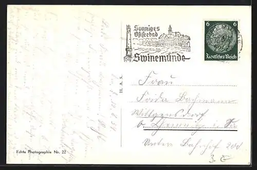 AK Swinemünde, Fernsicht zum Strand