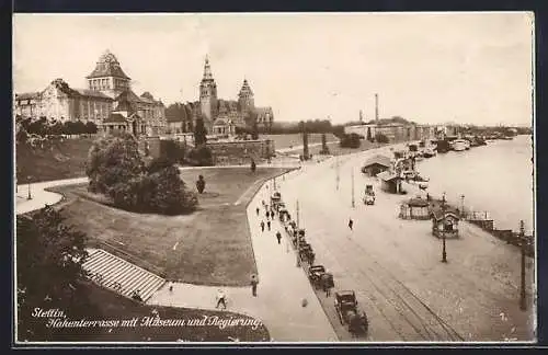 AK Stettin, Hakenterrasse mit Museum und Regierung