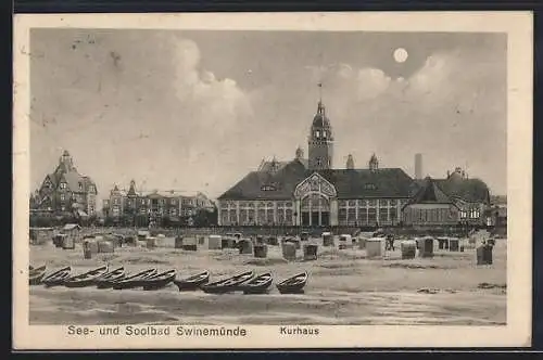 AK Swinemünde, Kurhaus bei Mondschein
