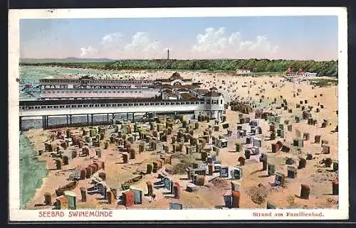 AK Swinemünde, Strand am Familienbad