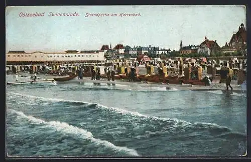 AK Swiemünde, Strandpartie mit Herrenbad