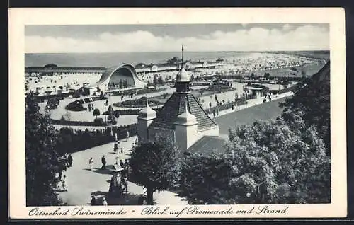 AK Swinemünde, Ostseebad, Promenade und Strand
