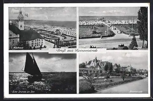 AK Swinemünde, Kurhaus, Strand, Promenade, Segelbootspartie