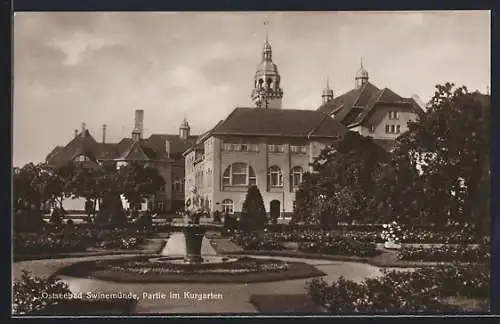 AK Swinemünde, Partie im Kurgarten