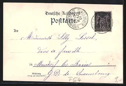 Lithographie Mars-la-Tour, Place de l`Eglise, Monument