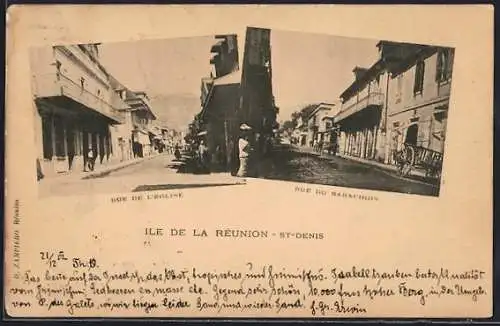 AK St-Denis /Ile de la Réunion, Rue de l`Église, Rue du Barachois, Strassenpartien