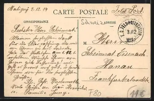 AK Matigny, Rue-Route de Péronne, Strassenpartie