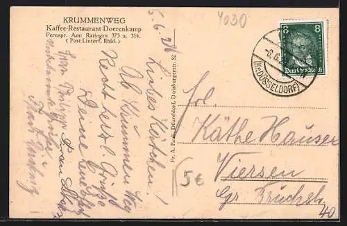 AK Ratingen, Cafe-Restaurant Krummenweg Doerenkamp