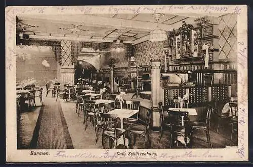 AK Barmen, Cafe Schützenhaus, Innenansicht