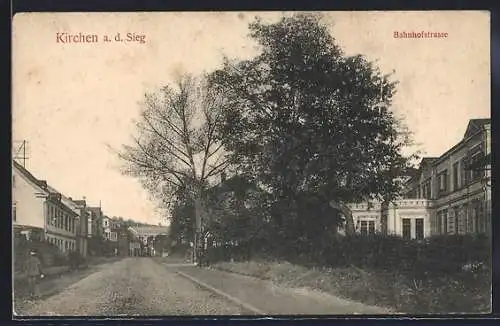 AK Kirchen a. d. Sieg, Bahnhofstrasse mit Bäumen