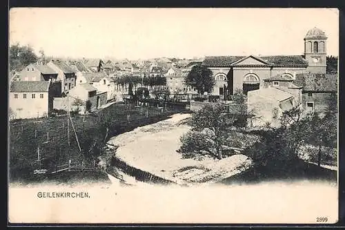 AK Geilenkirchen, Ortspartie mit Kirche