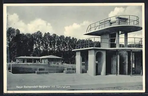 AK Bergheim /Erft, Neue Badeanstalt mit Sprungturm