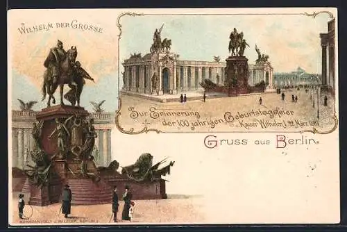 Lithographie Berlin, Geburtstag Kaiser Wilhelm I. 1897