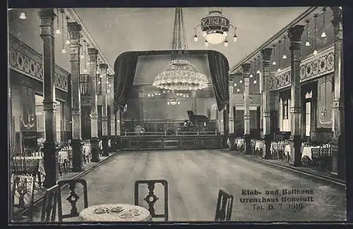 AK Lokstedt bei Hamburg, Klub- und Ballhaus Grenzhaus Hoheluft - Ballsaal mit Bühne