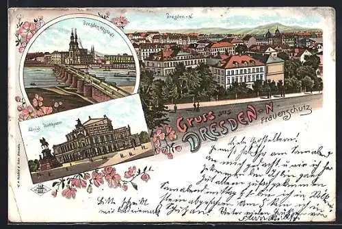 Lithographie Dresden-Neustadt, Königliches Hoftheater, Dresden-Altstadt