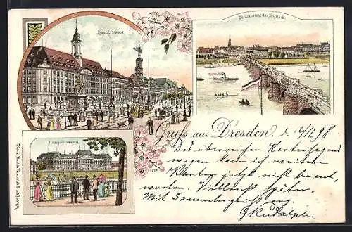 Lithographie Dresden-Neustadt, Haupstrasse, Finanzministerium