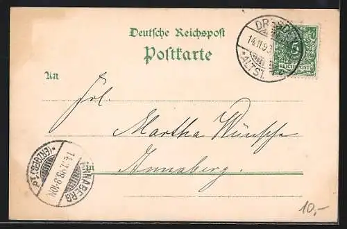 Lithographie Dresden-Neustadt, Haupstrasse, Finanzministerium