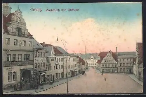 AK Colditz, Marktplatz und Rathaus