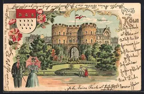 Lithographie Köln, Hahnentor, Wappen