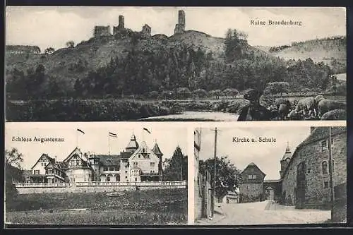 AK Herleshausen, Schloss Augustenau, Schule und Ruine Brandenburg