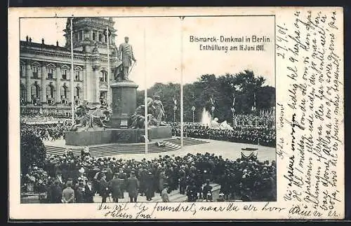 AK Berlin-Tiergarten, Enthüllung des Bismarck-Denkmals am 16.6.1901