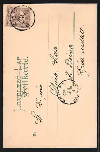 Lithographie Mädchen mit Kopftuch vor grünem Sternenhimmel