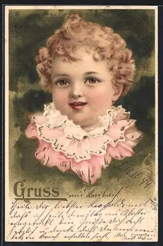 AK Kindergesicht vor Sternenhimmel