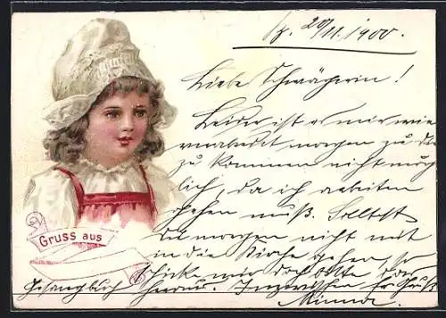 AK Kleines Mädchen mit Haube