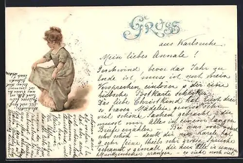 AK Kleines Mädchen macht einen Knicks