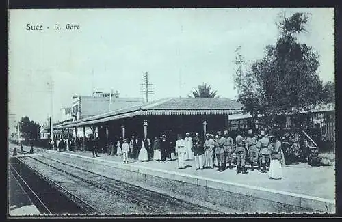 AK Suez, La Gare, Bahnsteig am Bahnhof